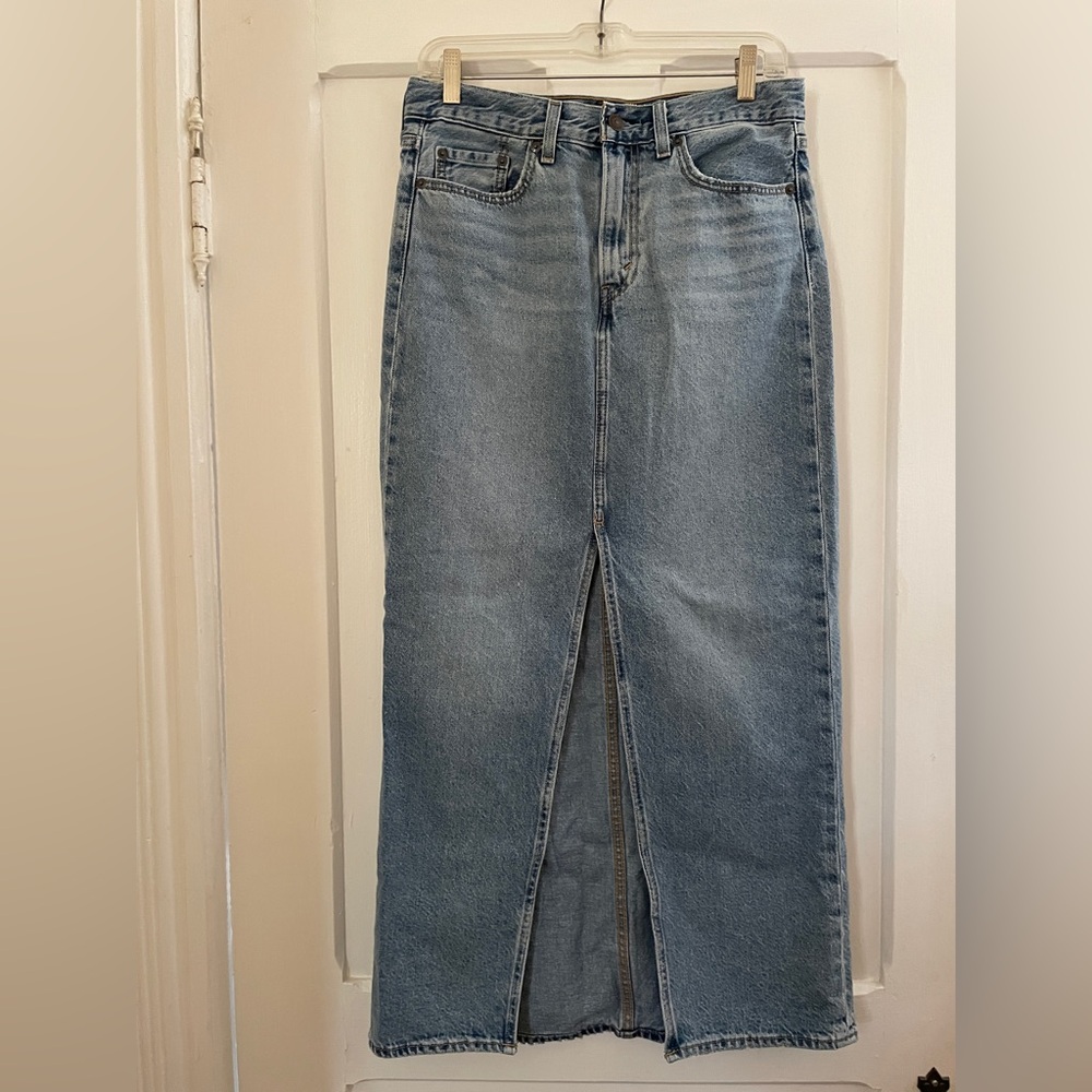 Levi's Premium Blue Denim Jean Maxi Skirt